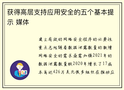获得高层支持应用安全的五个基本提示 媒体 获得高层支持应用安全的五个基本提示 媒体